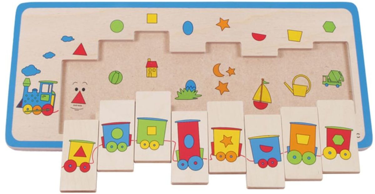 Houten legpuzzel vormentrein
