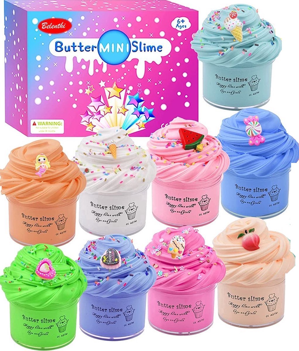 Belenthi Fluffy Slijm Pakket 9 x 70 ml – Putty Slime – Fluffy Slime Kit – Slijm Maken voor Kinderen – Squishy – Slijm Fluffy – Butter Slime – Slijm Producten - Educatief Speelgoed – Motoriek Speelgoed