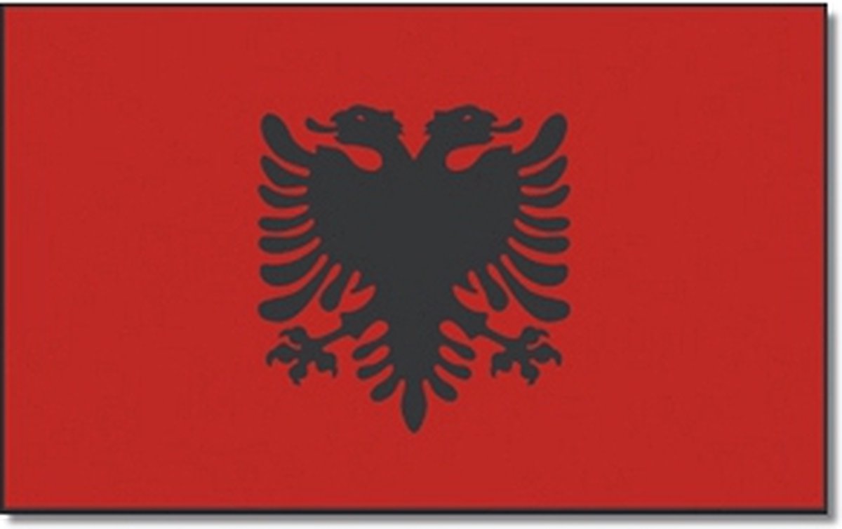 Vlag Albanie - 90 x 150 cm - feestartikelen - Landen thema - supporter - decoratie - met ringen