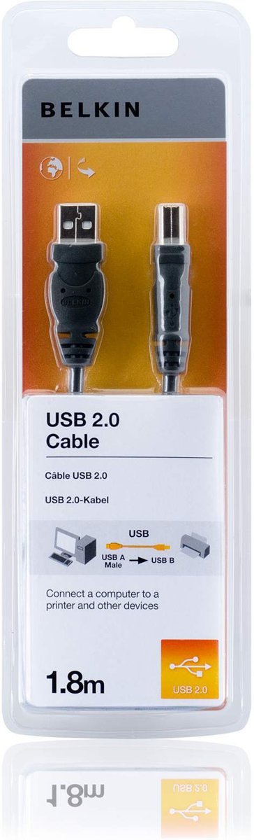 Belkin USB 2.0 A Male naar USB 2.0 B Male - 1.8 m