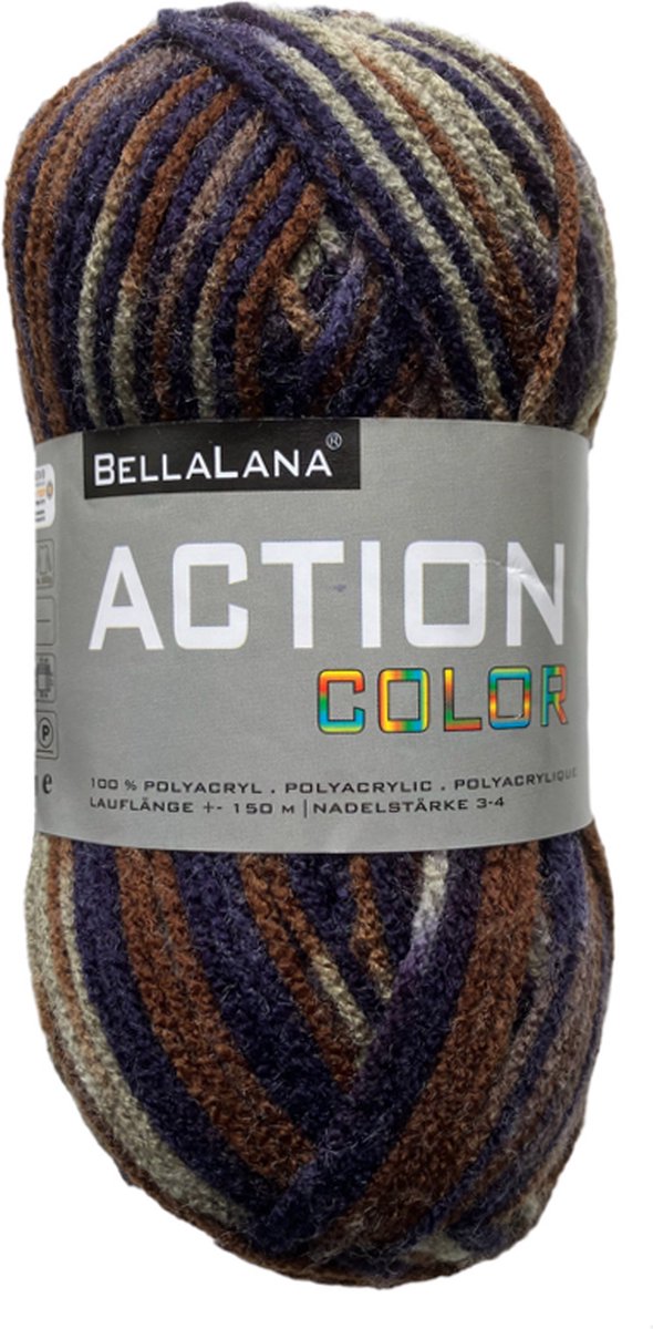 Action New Color 405 - Donkerblauw, bruin - 5 bollen van 50 gram - 100% Acrylgaren