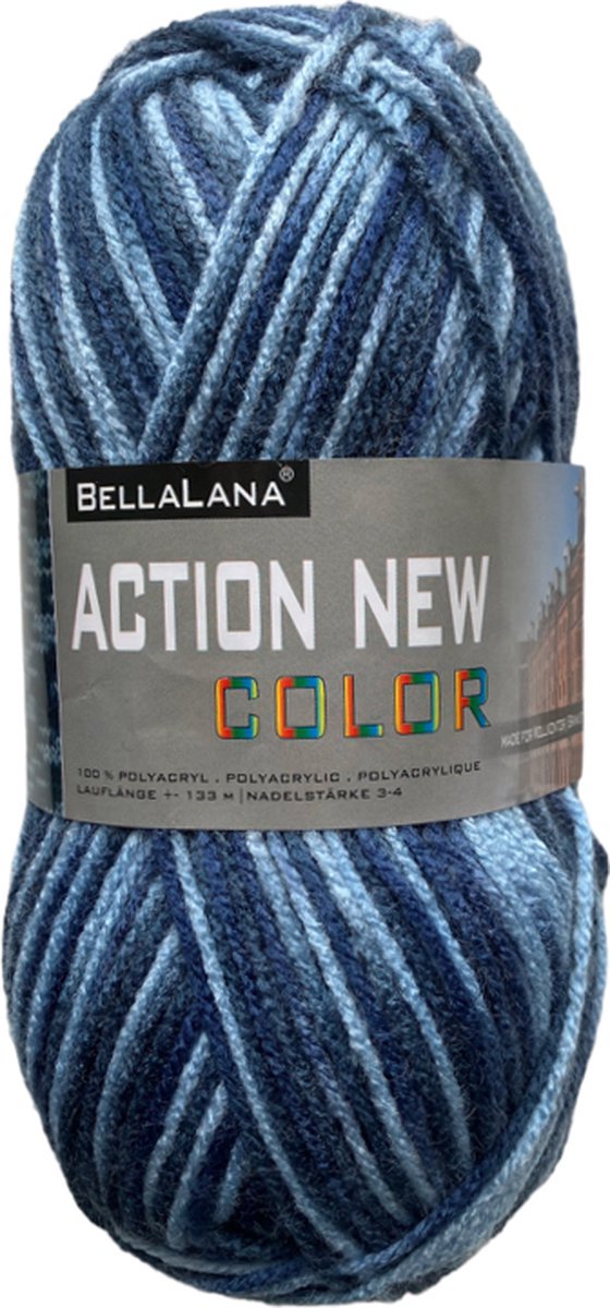 Action New Color 603 - Blauw tinten - 5 bollen van 50 gram - 100% Acrylgaren