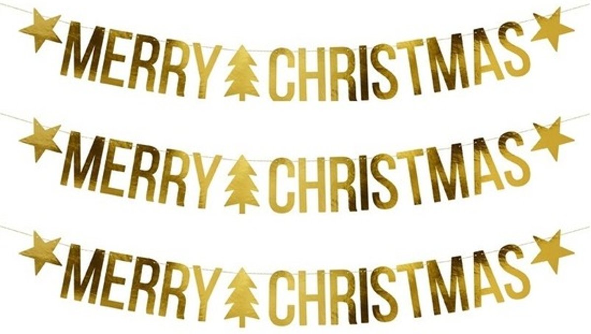 3x Merry Christmas knutsel kerst vlaggenlijnen 150 cm - Kerstversiering vlaggenlijn decoratie