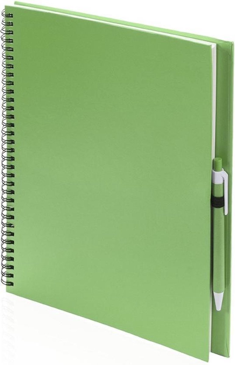 Schetsboek groene harde kaft A4 formaat - 80x vellen blanco papier - Teken boeken