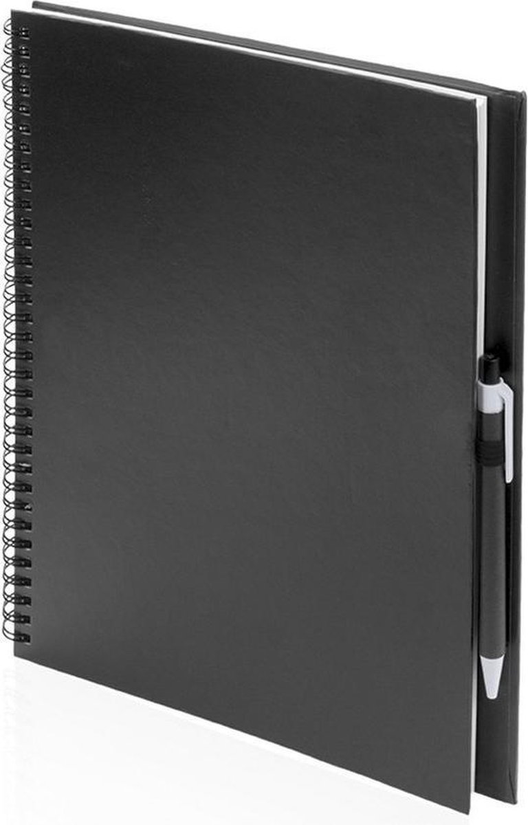 Schetsboek zwarte harde kaft A4 formaat - 80x vellen blanco papier - Teken boeken