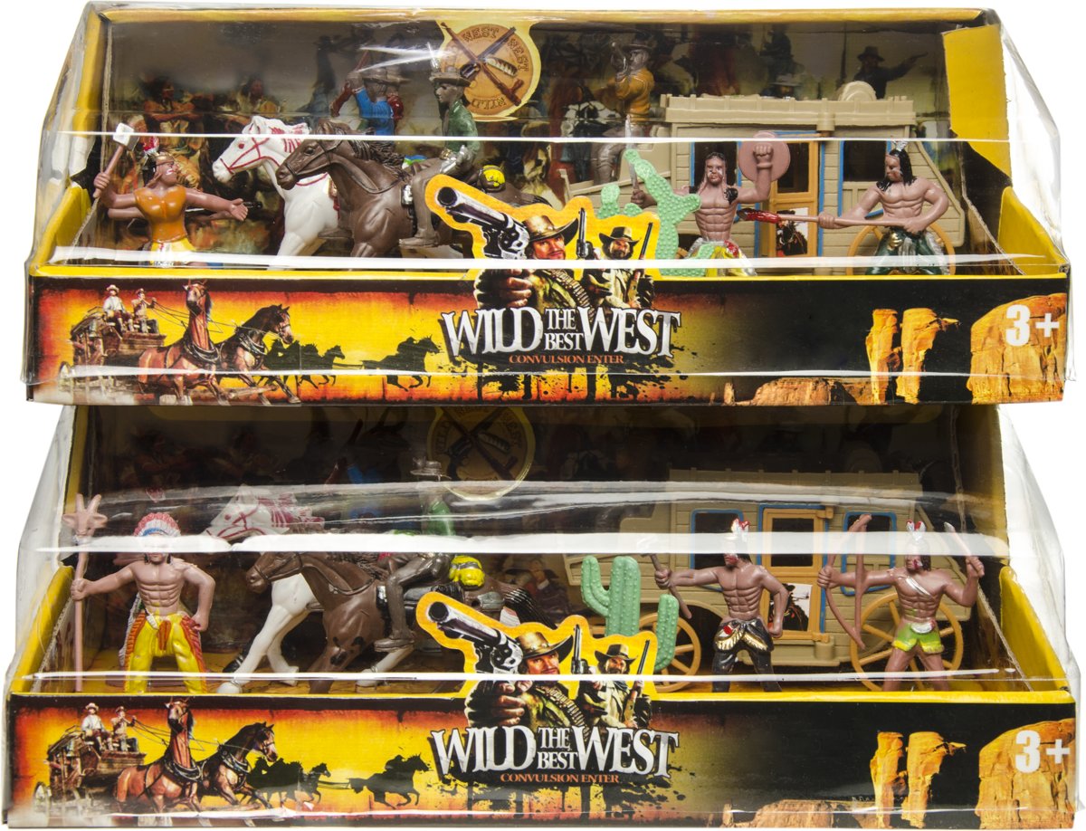 Cowboy en indianen speelset met koets