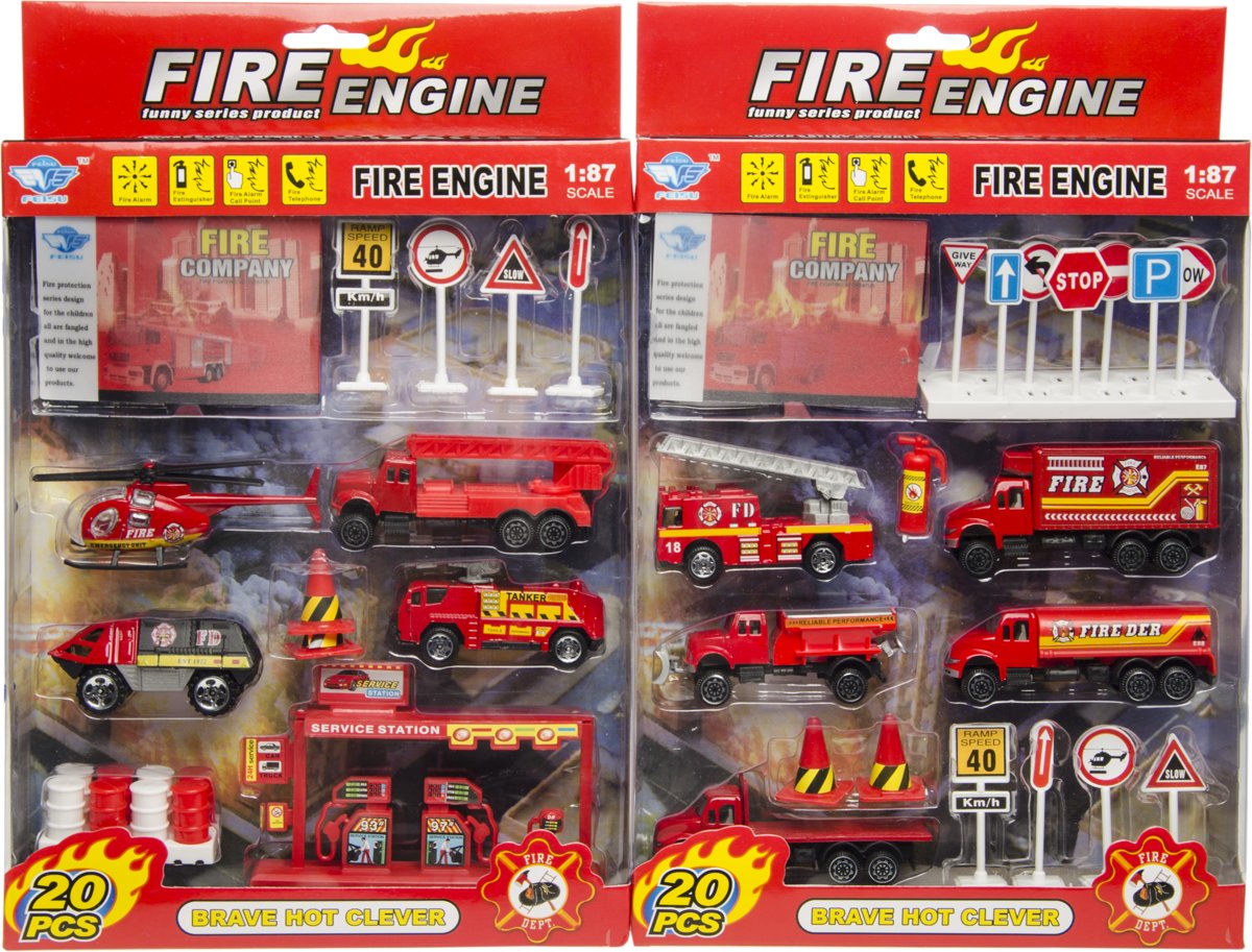 Metalen brandweer speelset