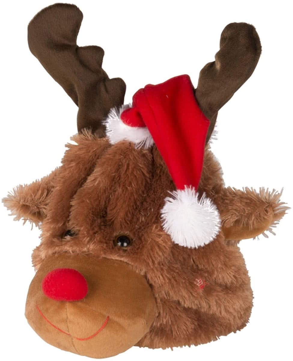 Pluche Kerst rendier 21cm - Rendier Willempie - Het bewegende en zingende rendier