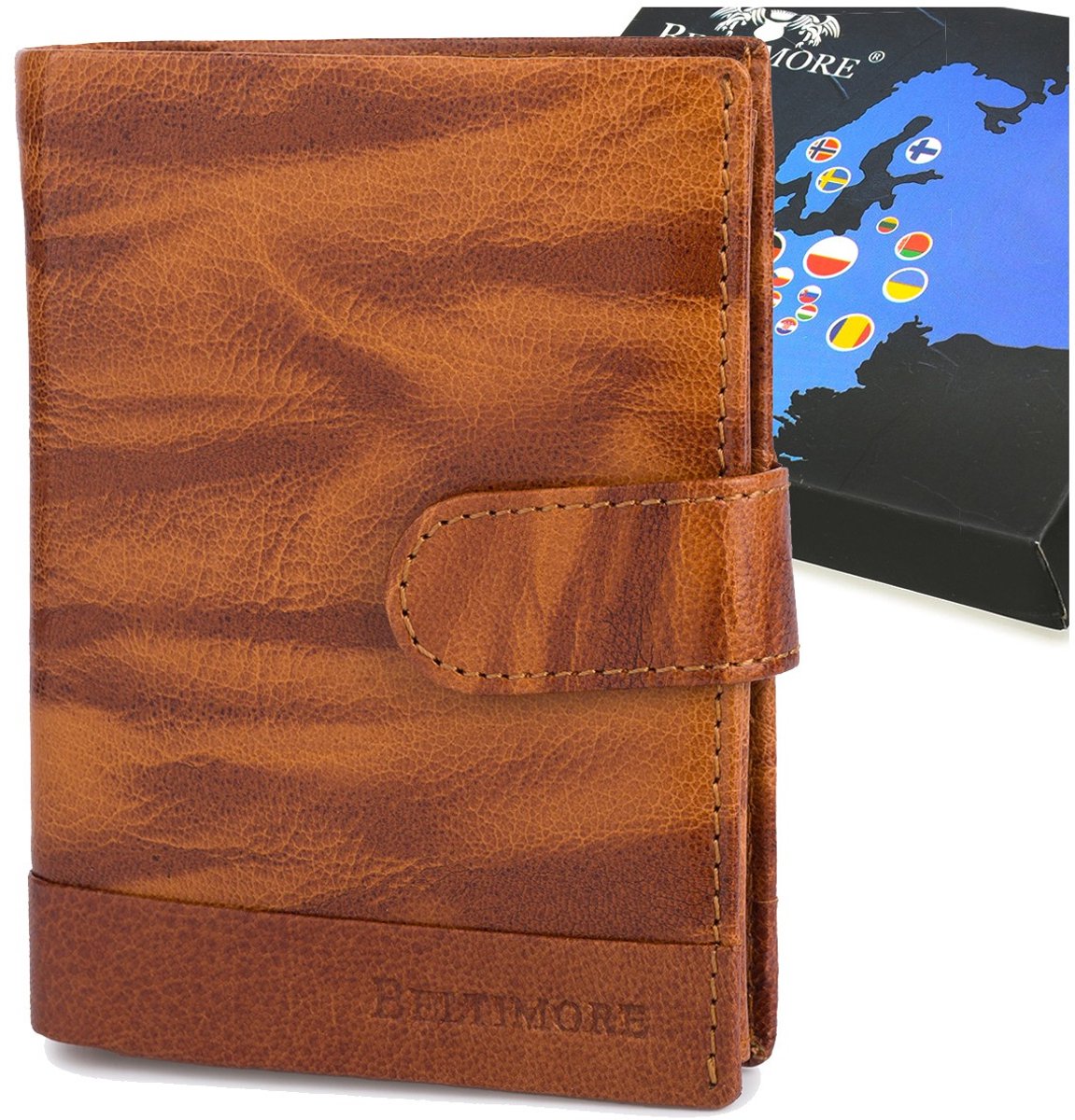 Beltimore D35 - Klassieke Lederen Portemonnee - Verticale RFID - Bruin