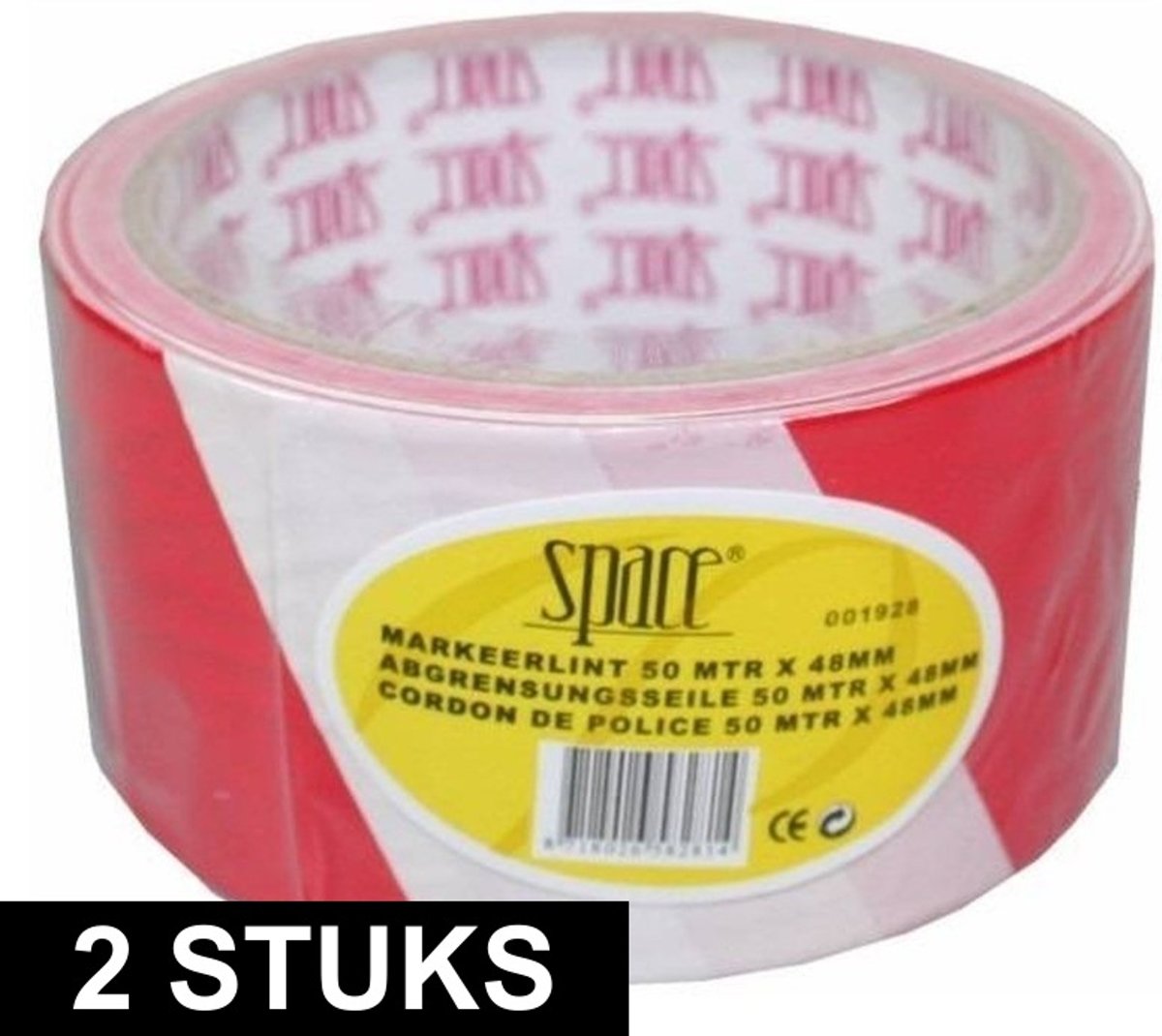 2x Markeerlinten rood met wit - 50 meter - afzetlinten