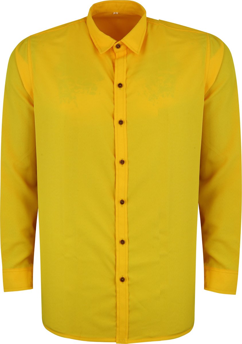 Benelux Wears - Carnaval Kostuum - Fluorescerend Geel Hemd (80s & 90s Stijl) - Maat XL - Voor Mannen - Verkleedkleding