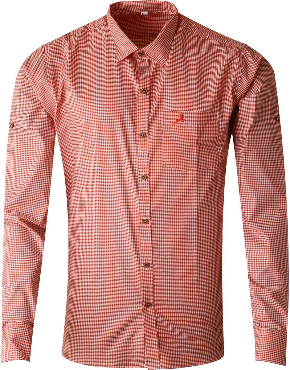 Benelux Wears - Premium Quality Oktoberfest - Carnaval - Rode Hemd - Regular - Verkleedkleding - Blouse - Maat S