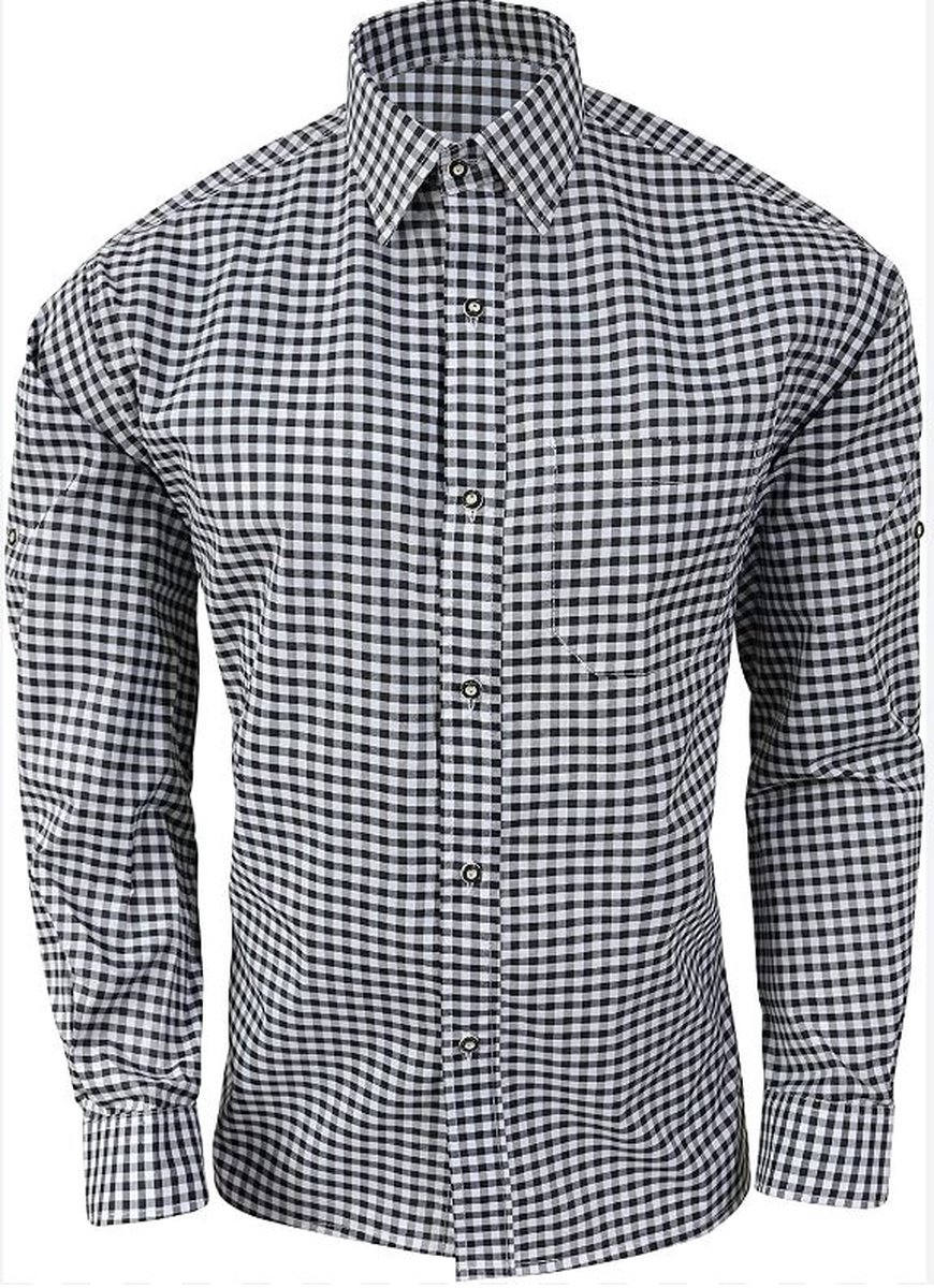 Benelux Wears - Premium Quality Oktoberfest - Carnaval - Zwart / Wit - Geruit - Verkleedkleding - Regular - Blouse - Maat XL