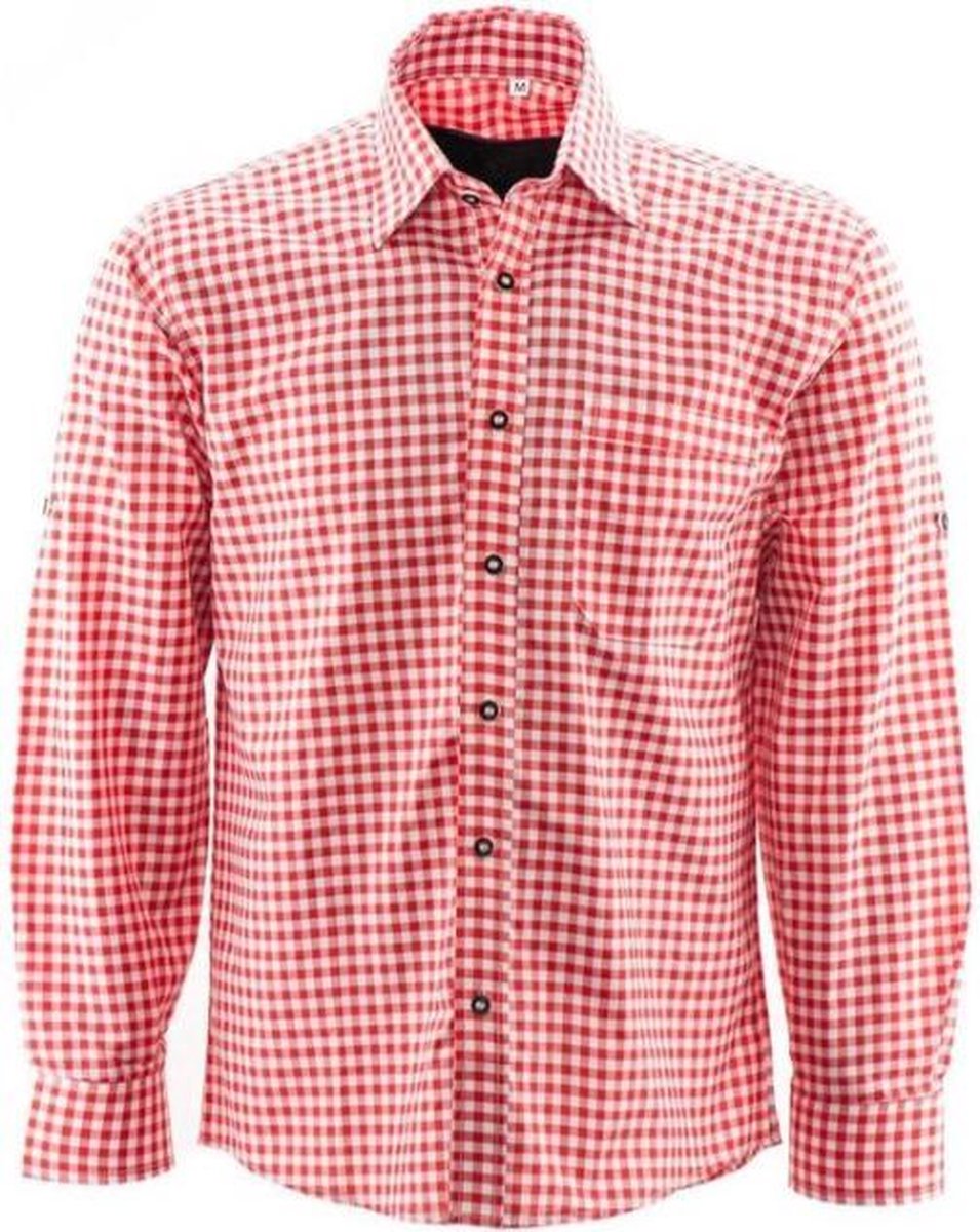 Benelux wears/ Tiroler hemd Rood & wit voor Oktoberfest Maat (M) -65 % Katoen & 35% polyester