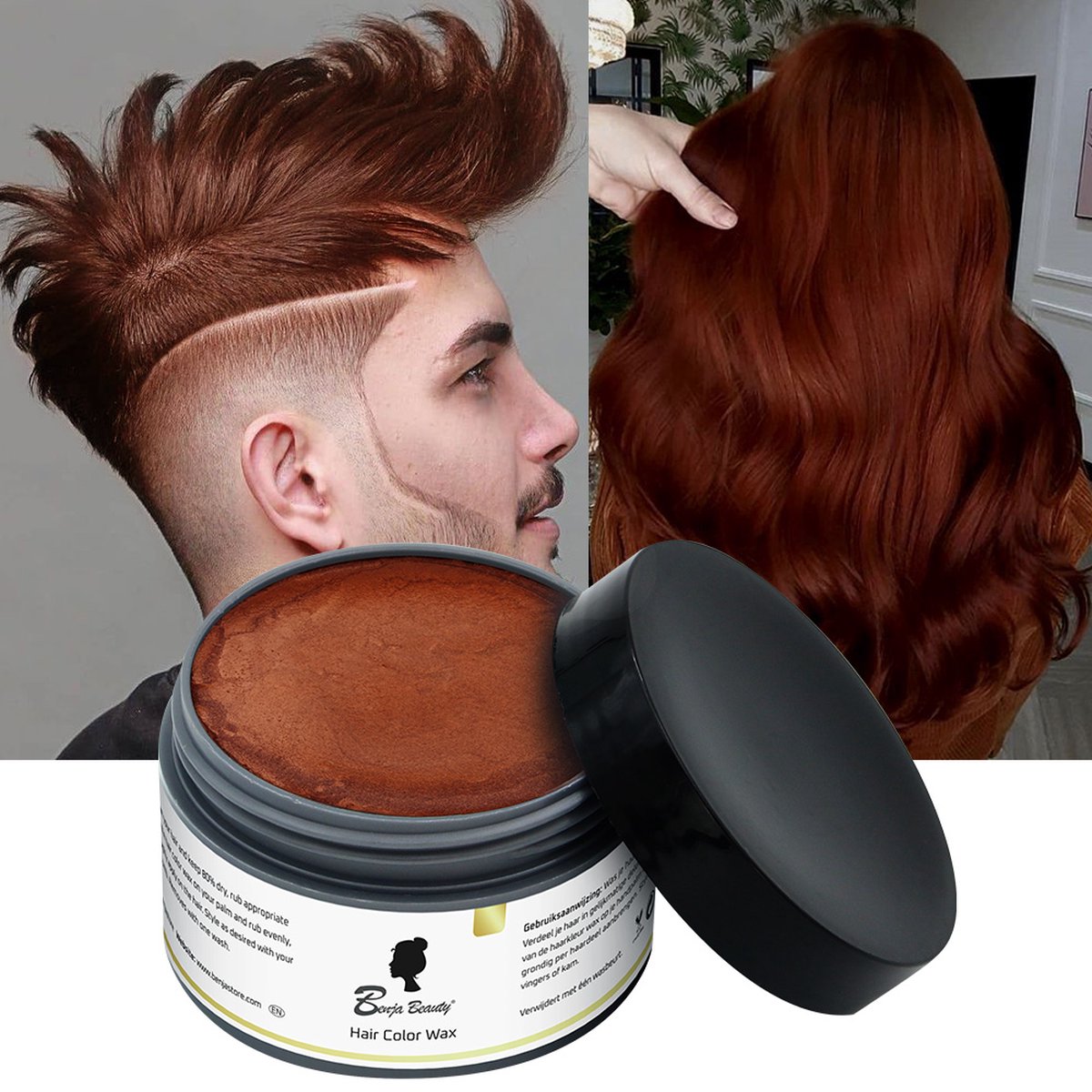   Haarwax - Haarkleuring - Haarverf - Carnaval - Halloween - Cosplay - Haarcrème - Bruin