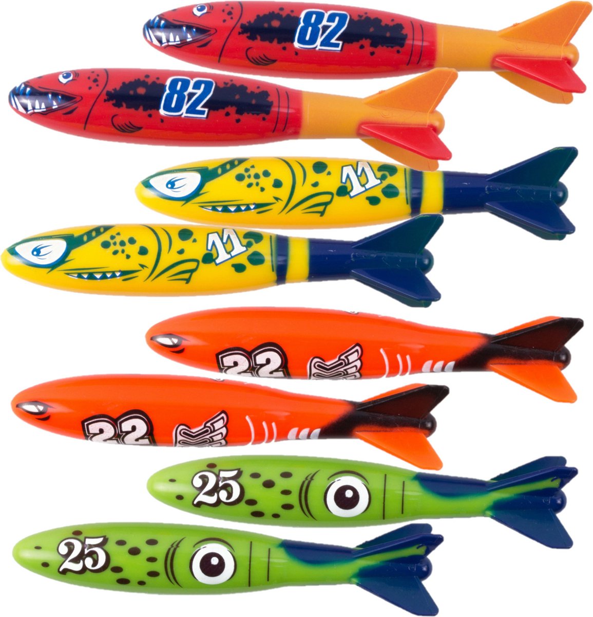     torpedos - 8-delig - gekleurd - kunststof