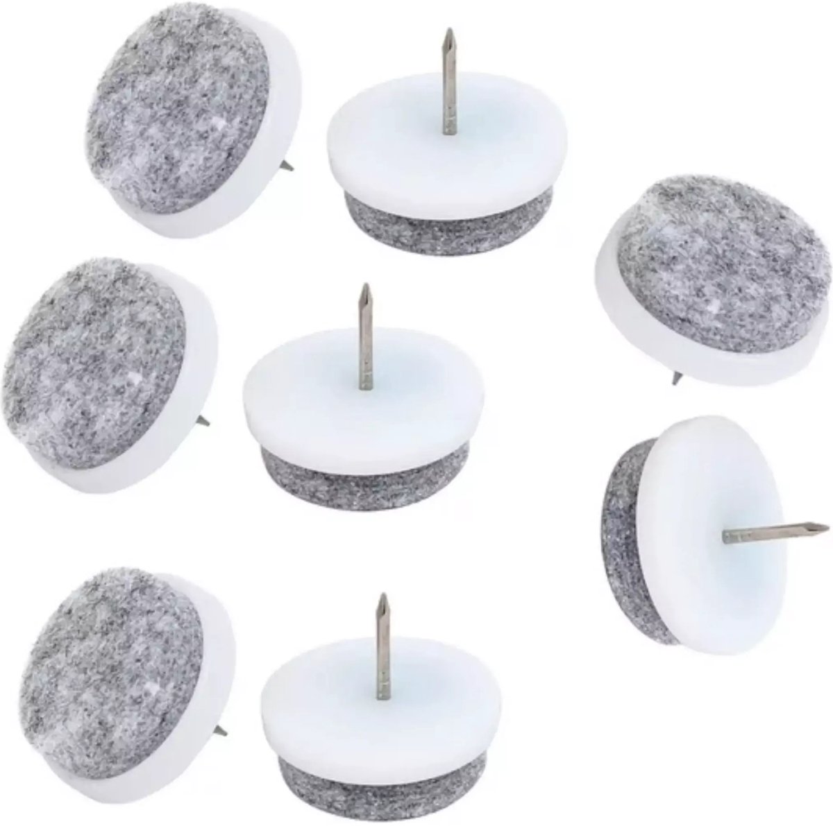   Meubelviltglijders - Ø20mm - Wit/Grijs en zwart grijs - Set van 24 - Beschermt Vloeren