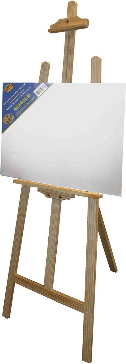 Benson houten schildersezel 140 cm met 2x canvas doeken 40 x 60 cm