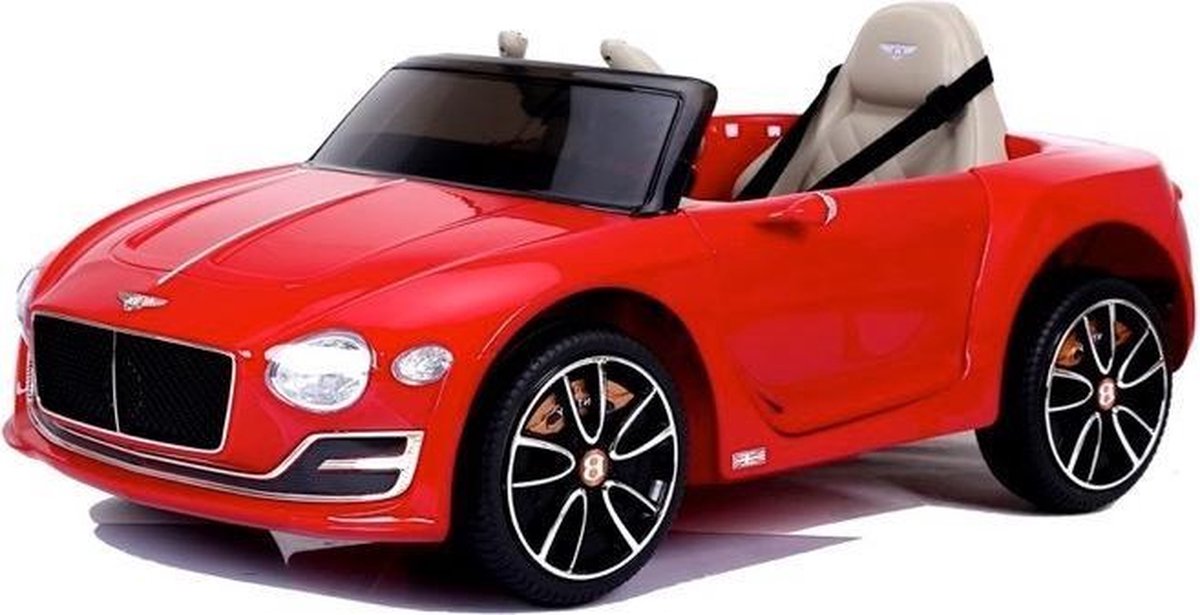 Bentley EXP - Elektrische Kinderauto - Rood - 1 Persoons Kinderauto - Afstand Bestuurbaar - Muziek Module - 12v - kunst Leder Zitje - Rubberen banden