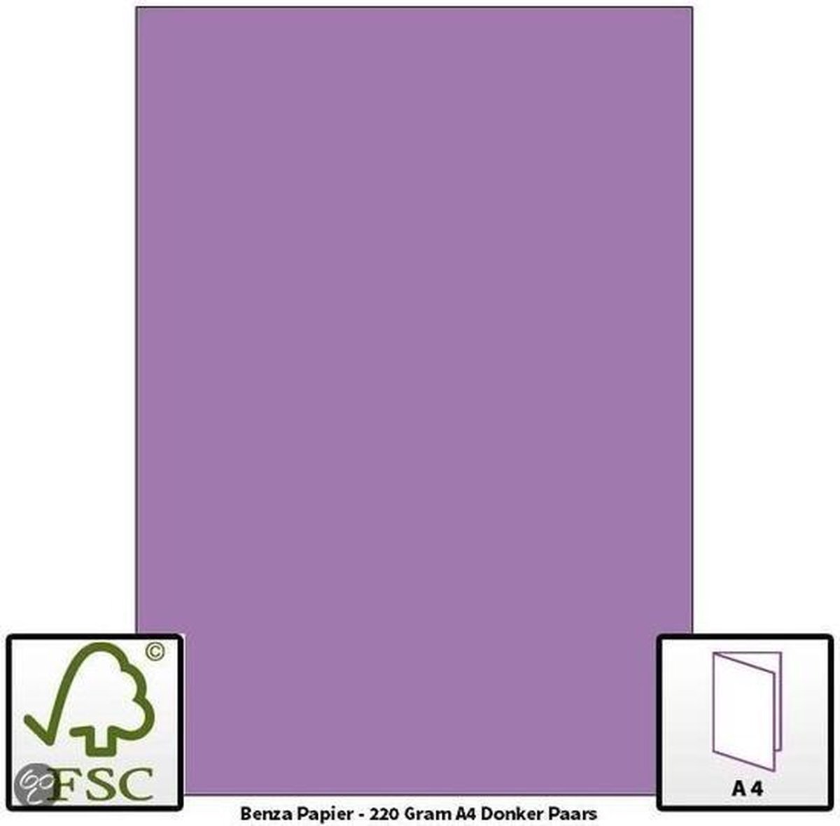 Benza Hobbykarton om zelf wenskaarten te maken 220 Gram - A4 - Donkerpaars - 20 stuks