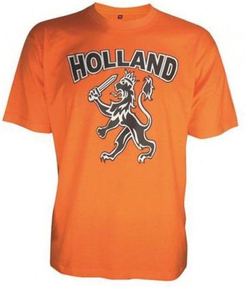 Benza T-shirt -  EK/WK Voetbal oranje T-shirt met leeuw - maat XXXL = 3x XL