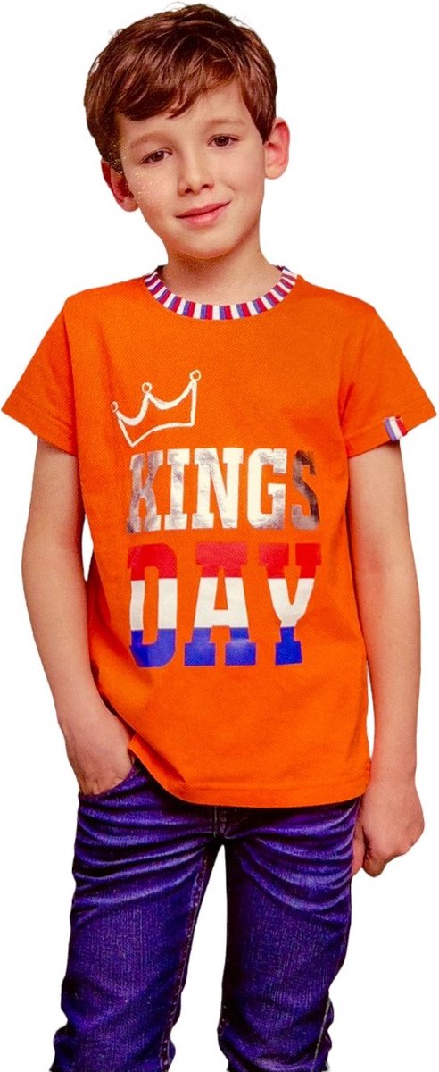 Jongens T-shirt - KIngs Day - Voor Koningsdag - Holland - Maat: 122/128