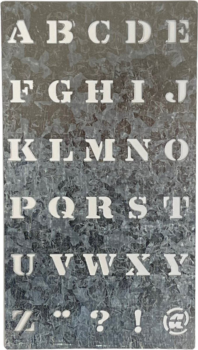 Zinken Verfsjabloon stempelsjabloon Letters Alfabet - kist letters - 20 x 36 cm