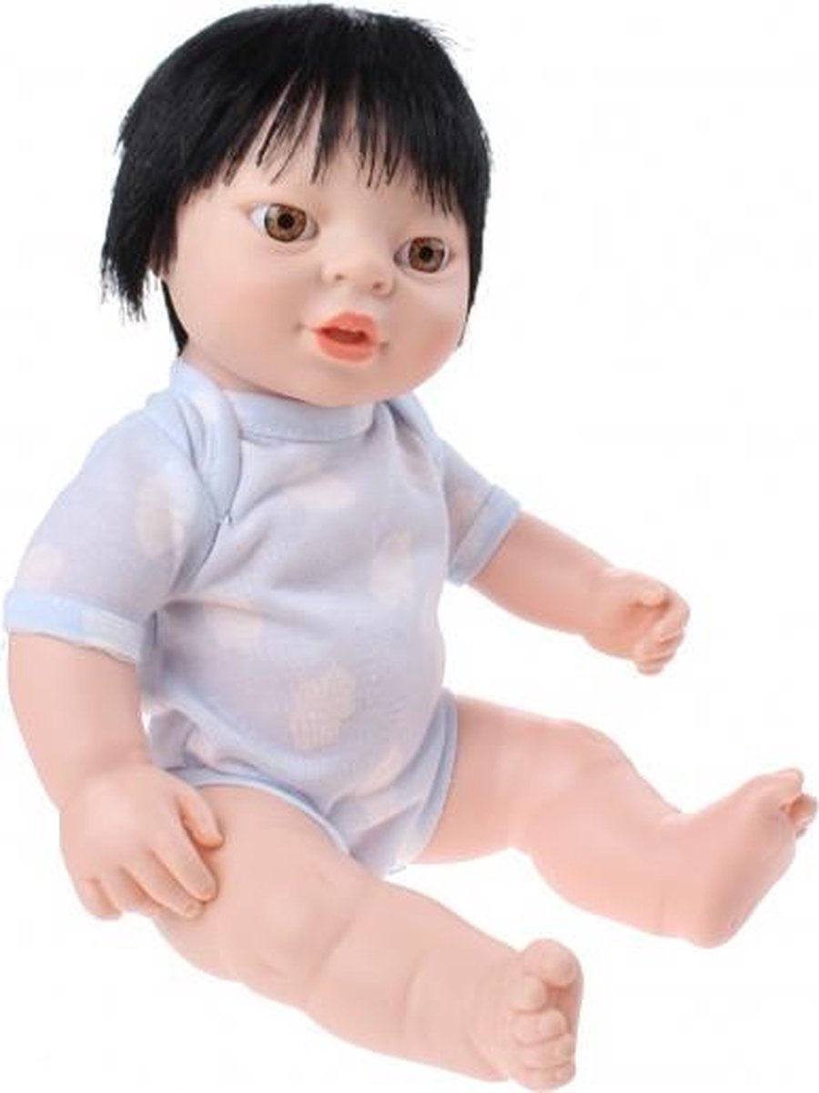 babypop Newborn met romper Aziatisch 38 cm jongen