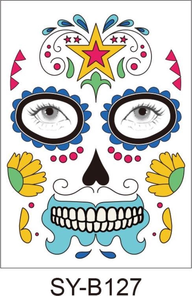 Halloween Face  s-Plak Tattoos-tattoo stickers-1 Vel-B127