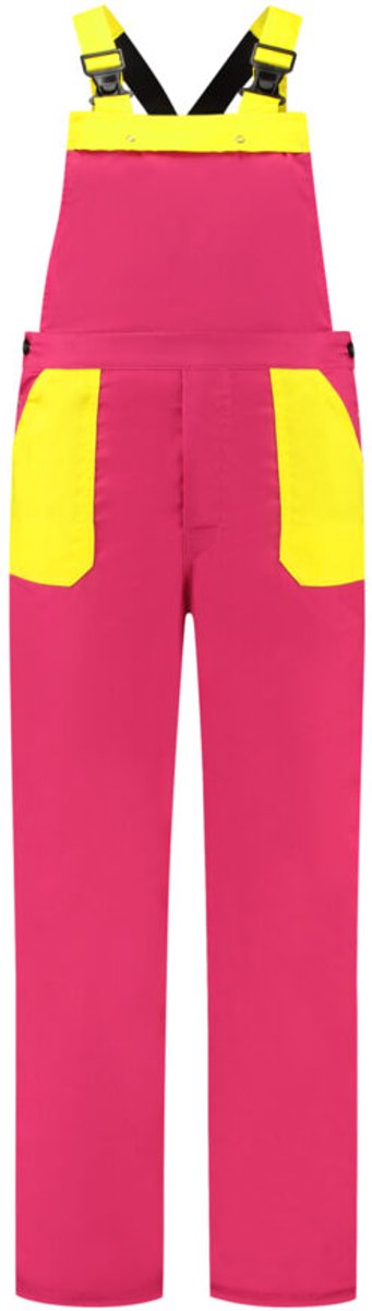 Tuinbroek polyester/katoen fuchsia-geel maat 152