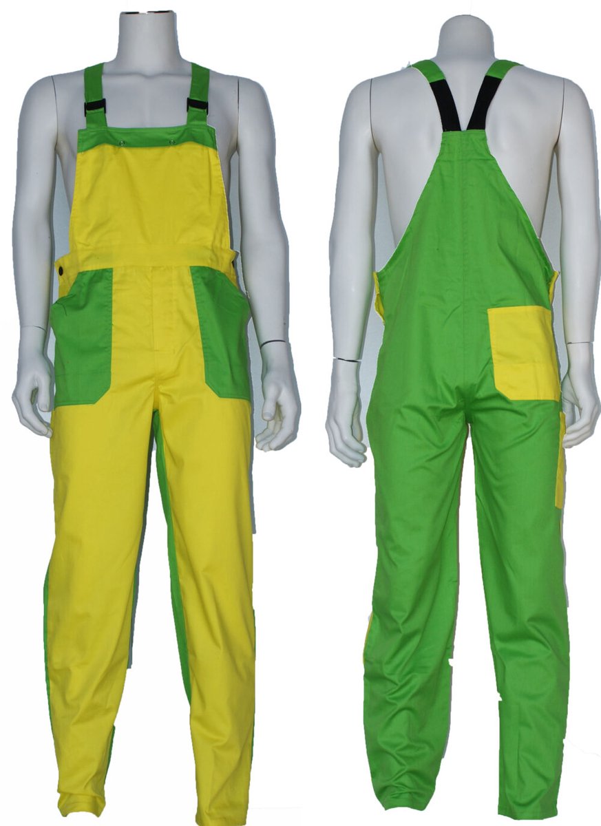 Tuinbroek polyester/katoen geel-groen maat 44