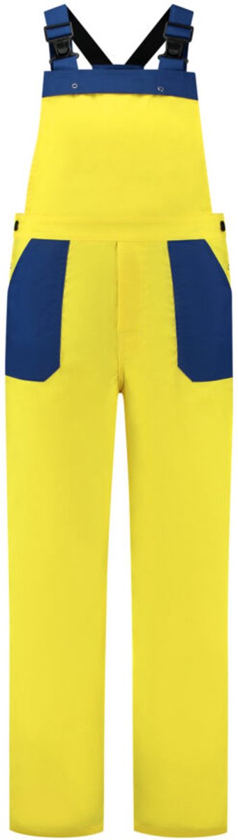Tuinbroek polyester/katoen geel-korenblauw maat 52