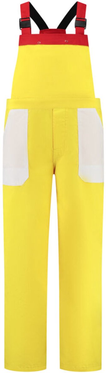Tuinbroek polyester/katoen geel-wit-rood maat 140