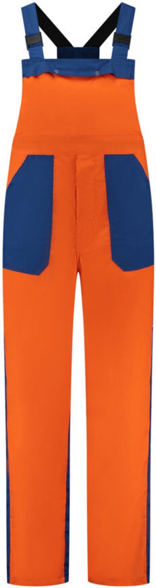 Tuinbroek polyester/katoen oranje-korenblauw maat 60