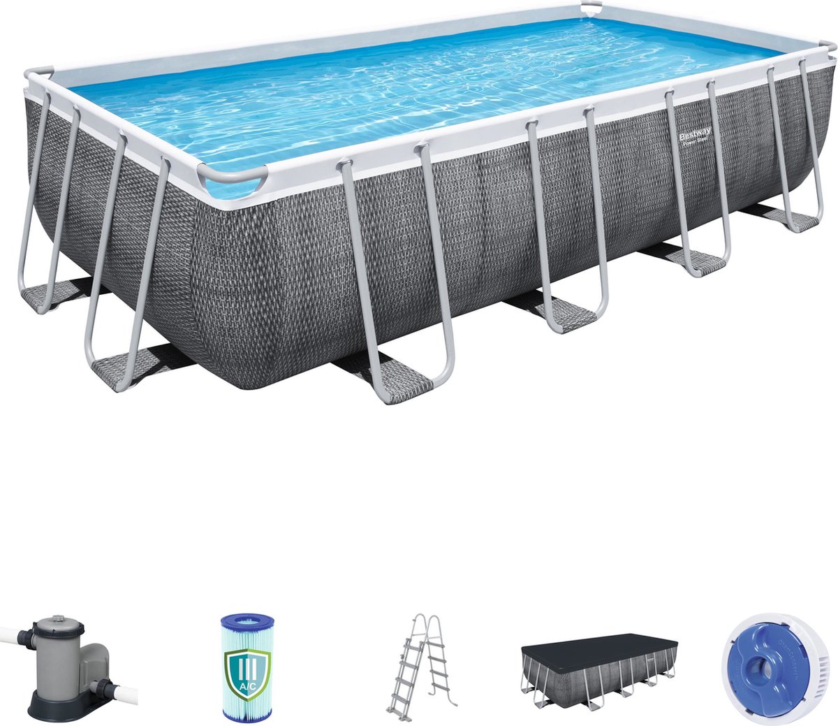 Bestway Power Steel - zwembad - rechthoek - 549 x 274 x 122cm - set