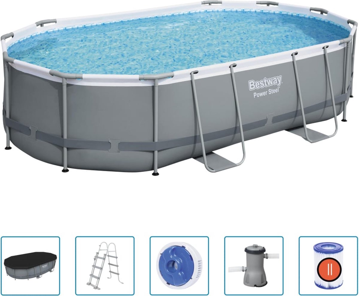 Bestway - Power - Steel - Zwembadset - ovaal - 488x305x107 - cm