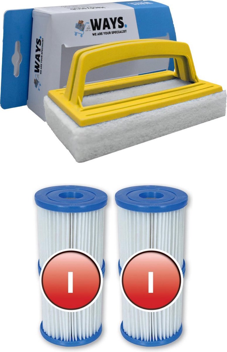 Bestway - Type I filters geschikt voor filterpomp 58381 - 2 stuks & WAYS scrubborstel