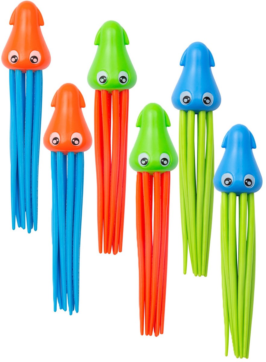 Bestway Duikringen inktvissen - 6x stuks - gekleurd - kunststof - duik spelletjes - zwembad speelgoed