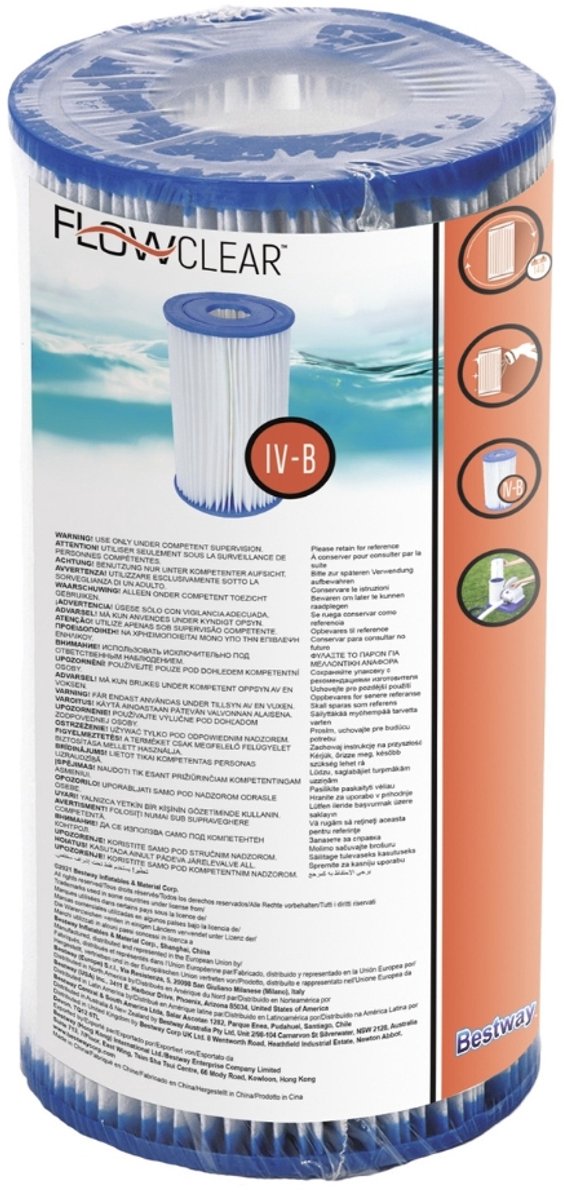 Bestway Flowclear - Filter Cartridge - Type IV - Geschikt voor diverse Bestway filterpompen - Voor Helder & Schoon Zwembadwater
