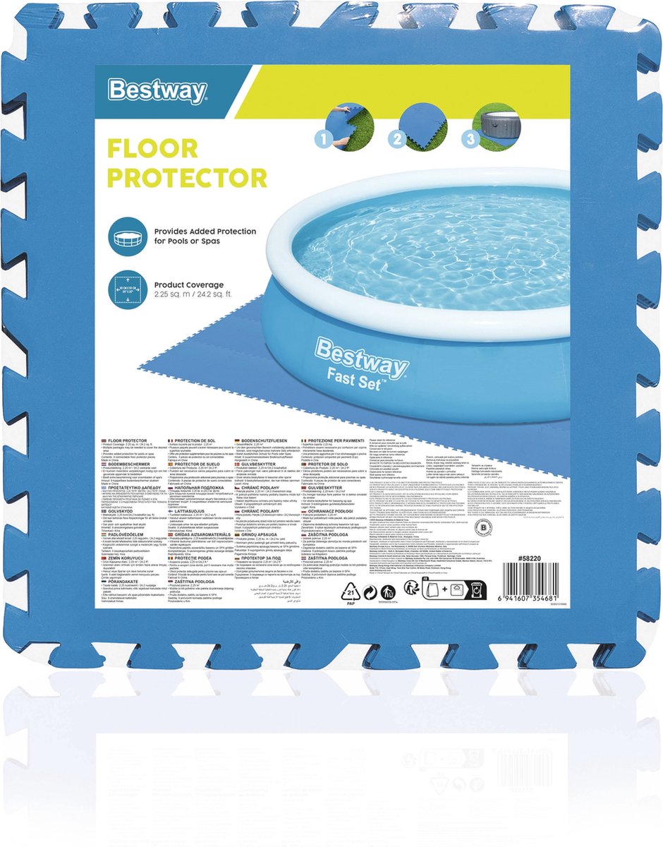 Bestway Flowclear - Zwembad tegels - Vloerbescherming - Set van 9 stuks - 50 x 50 cm - 2.25 m2
