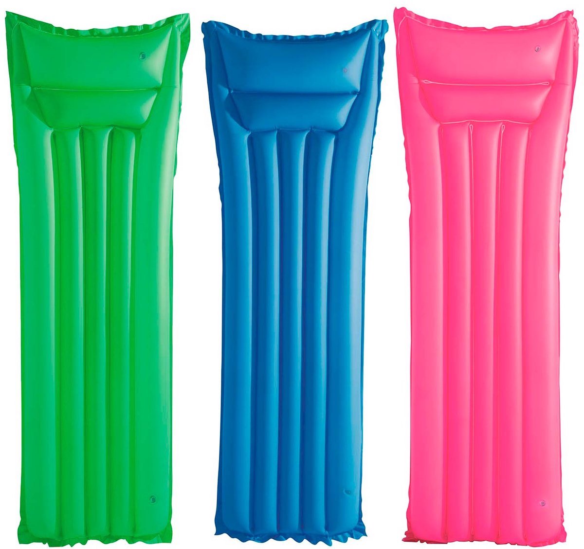 Bestway Opblaasbaar luchtbed 3 stuks - blauw / Roze / Groen - met hoofdkussen - 183 x 69 cm -