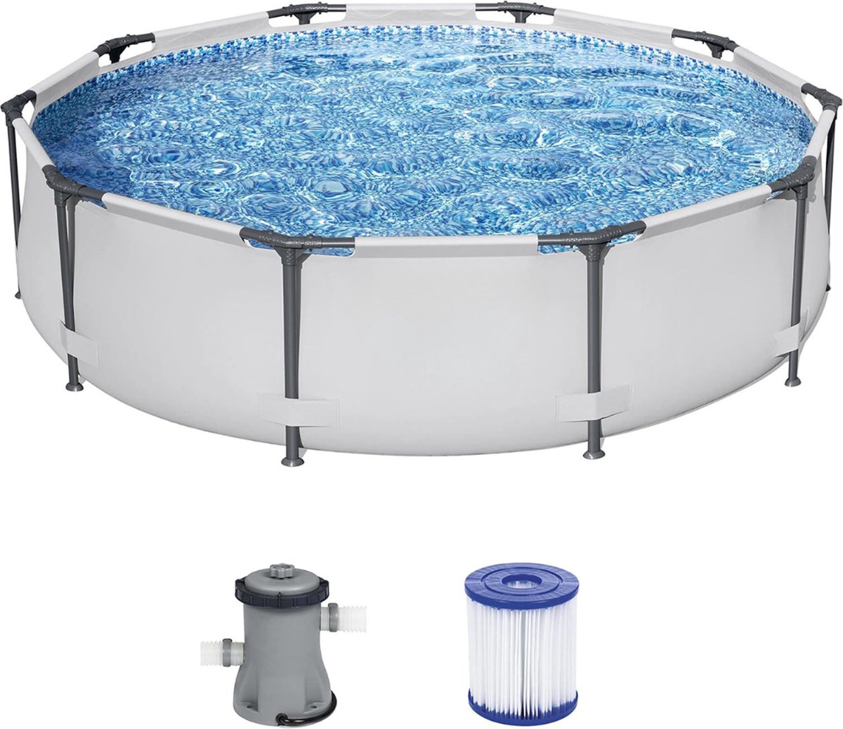 Bestway Steel Pro Max - Ruim en Duurzaam - Zwembad met Eenvoudige Montage - Inclusief Filterpomp