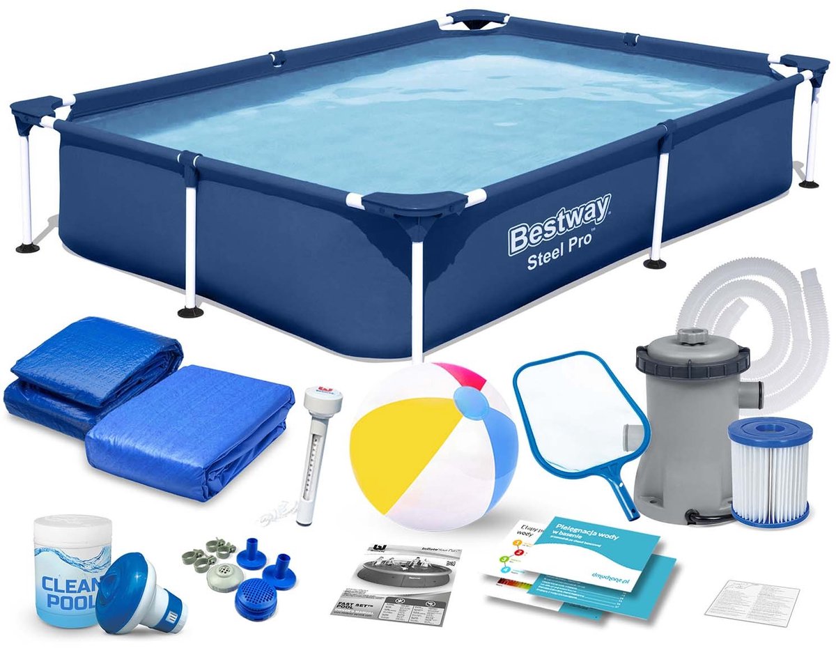 Rechthoekig frame zwembad 221x150x43 cm 16in1 Bestway 56401N
