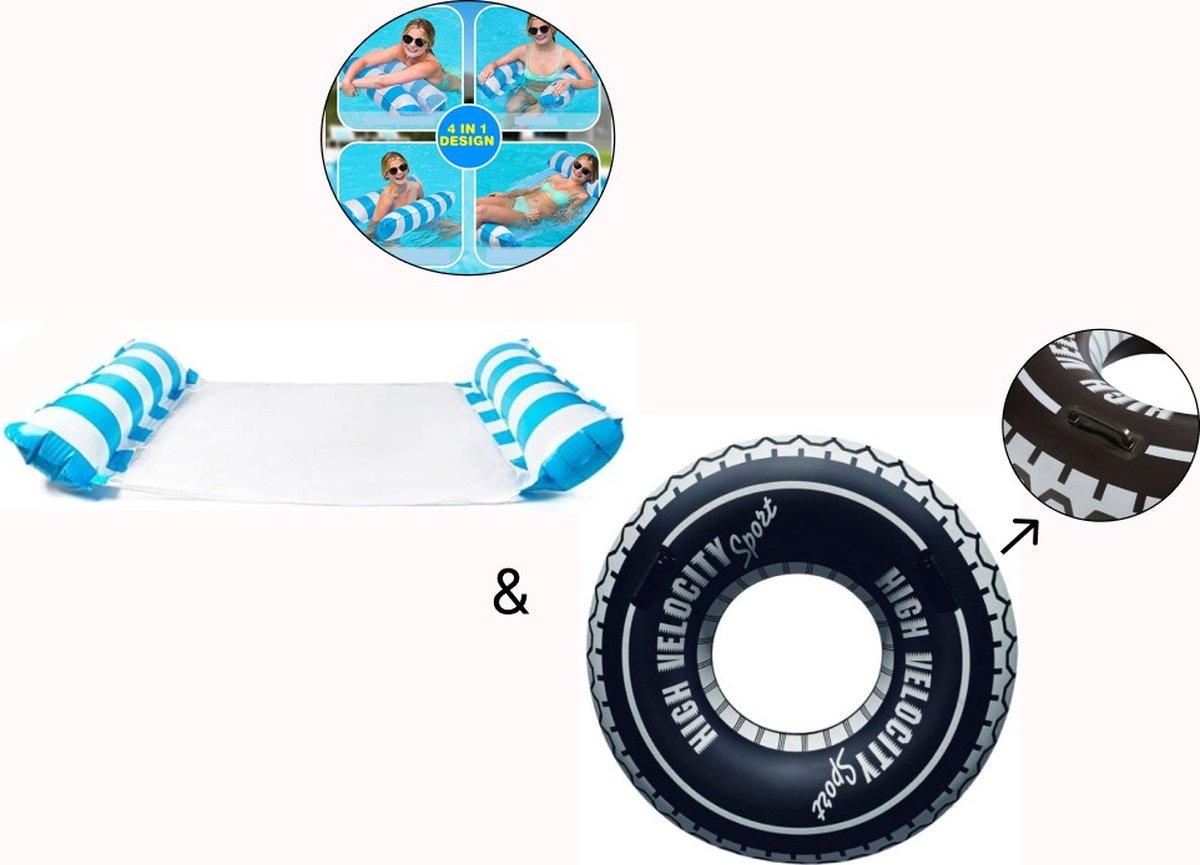 Bestway Opblaasbare Zwemband & Tropic Waterhangmat Band Luchtband Drijfstoel Drijvende WaterStoel LoungeStoel WaterHangmat Zwembad Ligbed Luchtbed - Floating Bed - Drijvende Water Ligstoel - Opblaasbaar