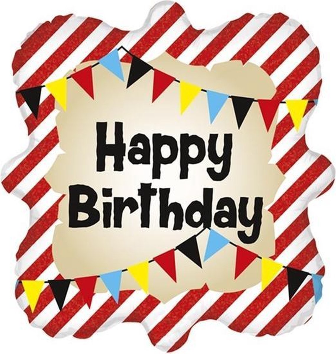 Folieballon Happy Birthday Gestreept 46 cm