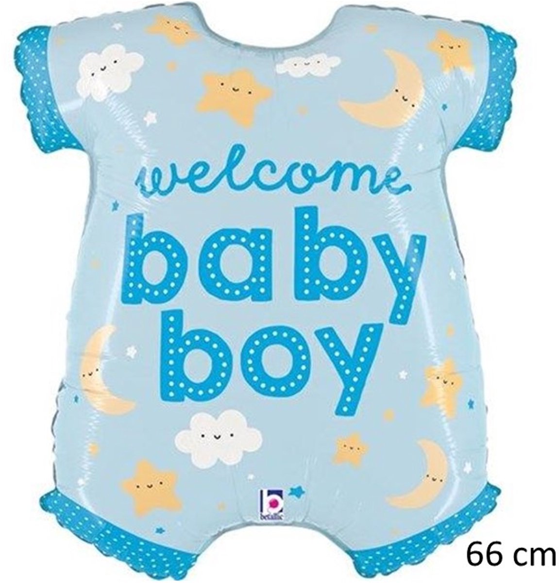 Folieballon Welcome baby boy rompert baby blauw - 66 cm.