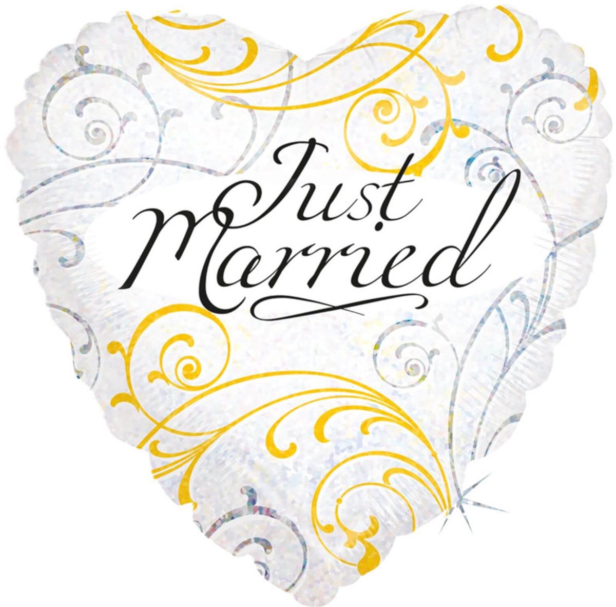 Just Married holografisch Folieballon hart , 45 cm