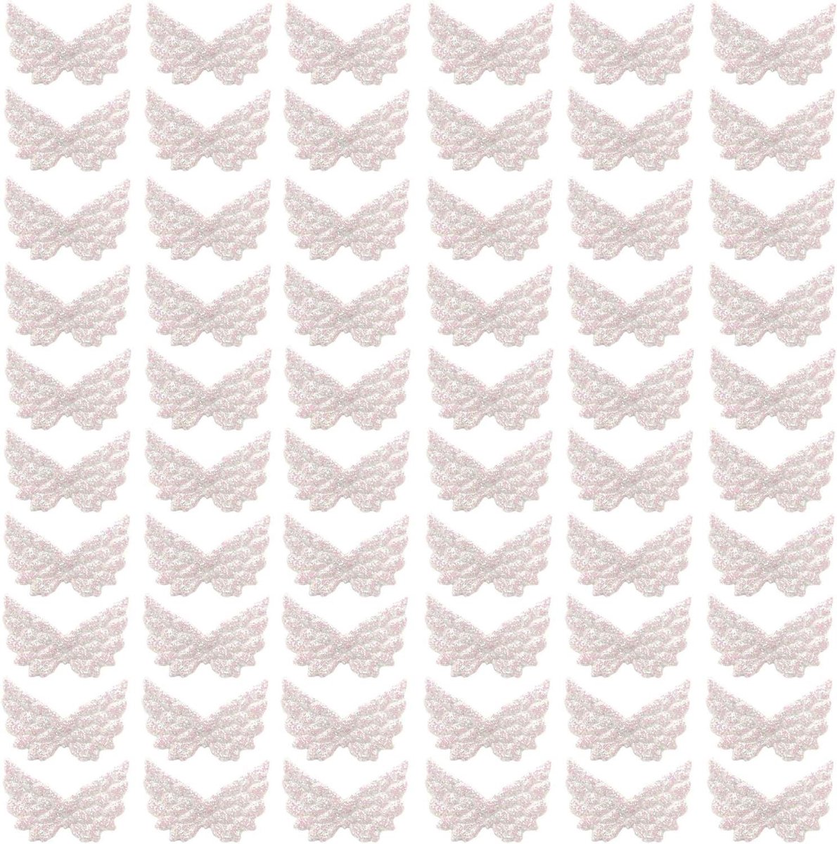 60 stuks mini-vleugels handwerk voor decoratie stofvlekken met engelenvleugels om te knutselen ornament stoffen vleugels (wit)