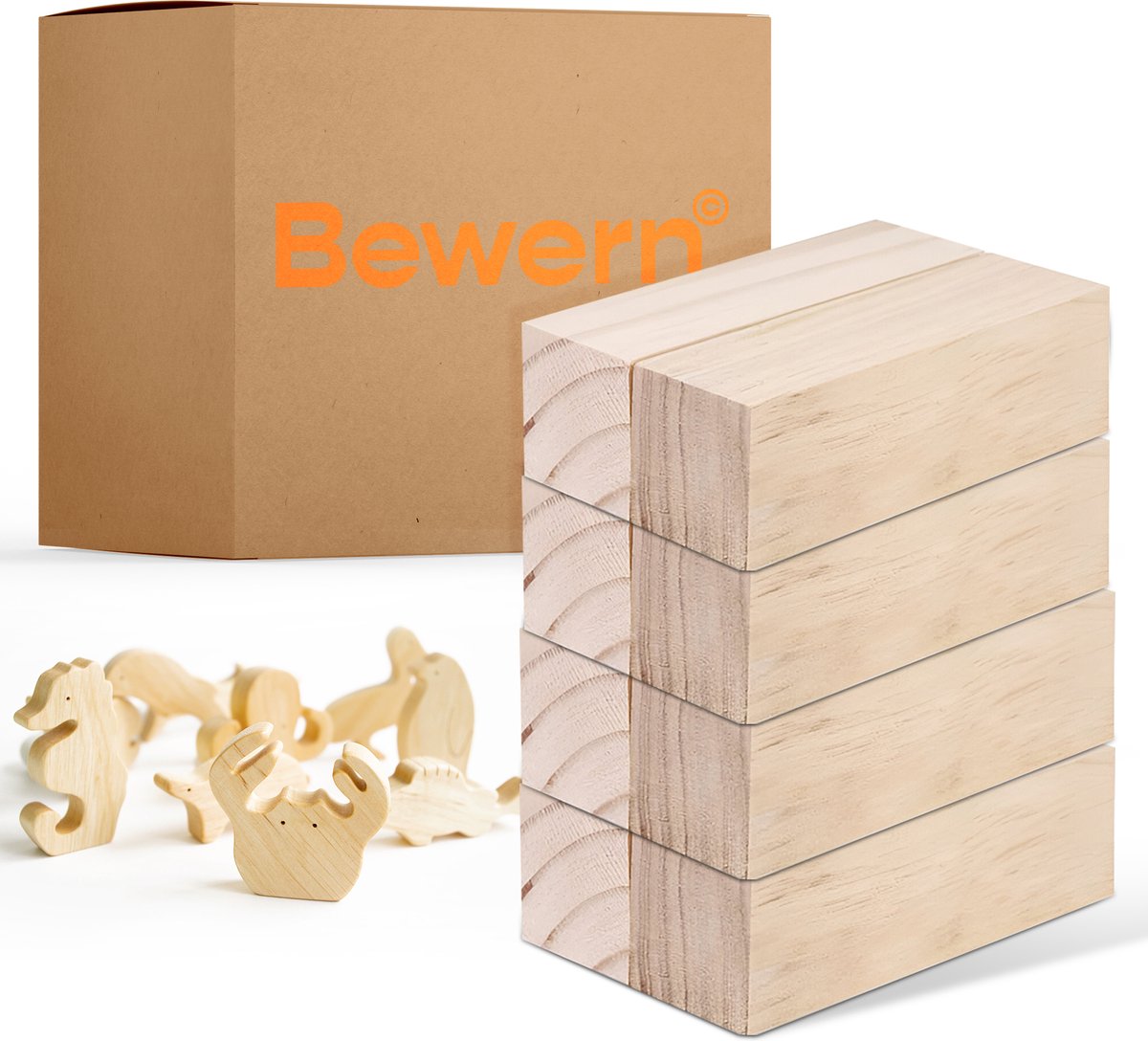 Bewern Lindehout voor Houtsnijden - 8 Stuks Wood Carving Blokken (15x2,5x2,5 cm) - Snijhout voor Houtsnijwerk en Whittling - Basswood