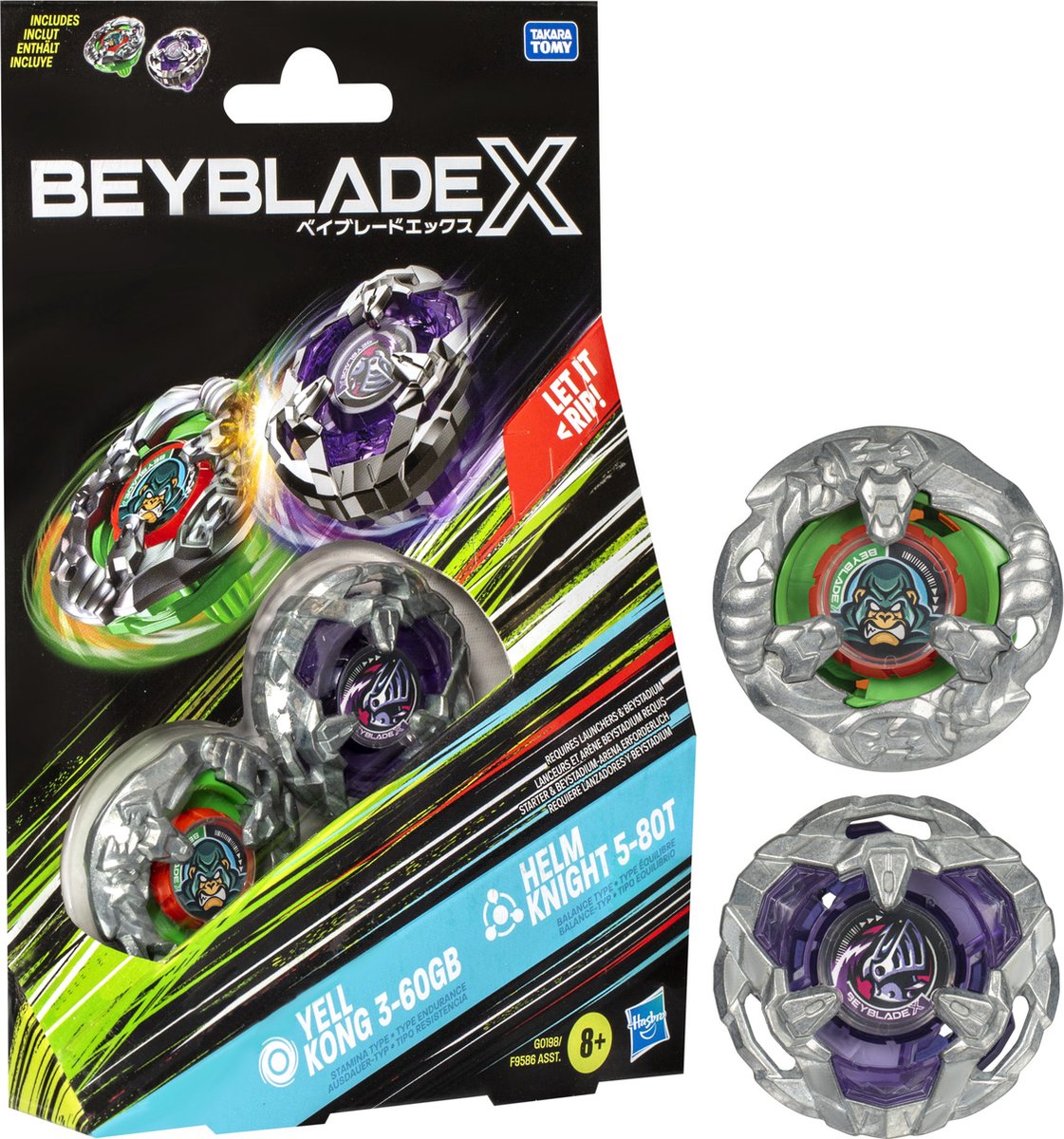 Beyblade X Yell Kong 3-60GB en Helm Knight 5-80T Top Dual Pack Set